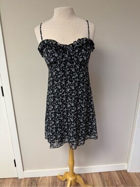 emory park Black Floral Spaghetti-Strap Dress